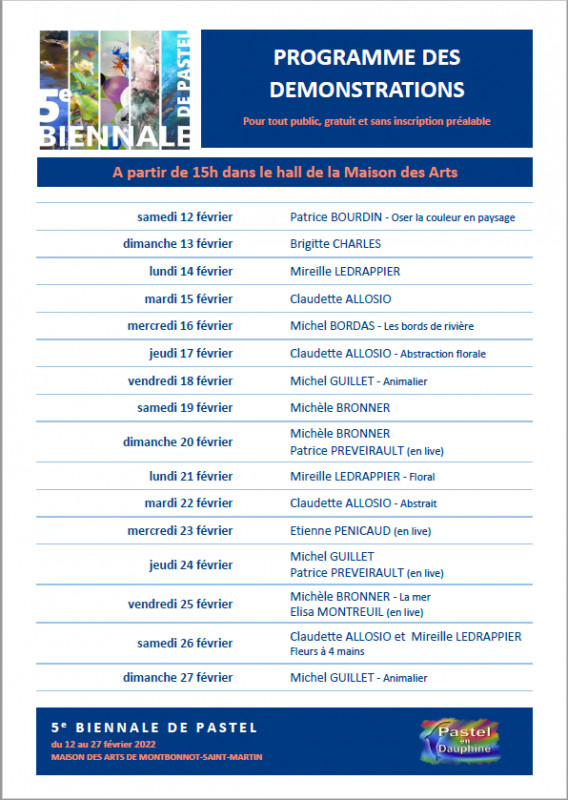 5e Biennale du pastel : Programme des démonstrations